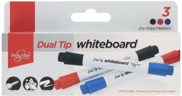 PROSCRIBE PKT.3 TWIN TIP  WHITEBOARD MARKER
