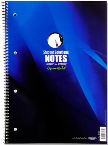 STUDENT SOLUTIONS A4 160pg  5mm Sq SPIRAL NOTEBOOK