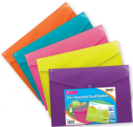 A4+ Stud wallets assorted colours