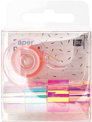 MINI MIRROR TAPE SET,WHIT/PINK5 PCS, 12MM X 1,8 M