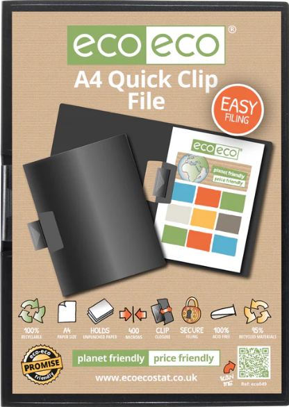 A4 95% Recycled Quick Clip File