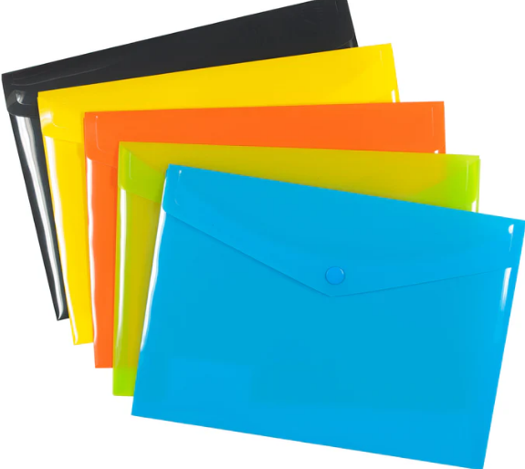 Pack 5 A6 50% Recycled Colour Press Stud Wallets