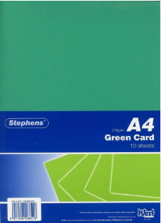 Stephens A4 210gsm Green Card - 10 sheet pack