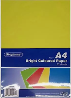 Stephens A4 80gsm Asstd Bright Paper - 25 sheet pack