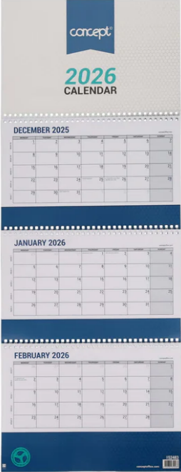 CONCEPT 2026 TRIFOLD WALL  CALENDAR