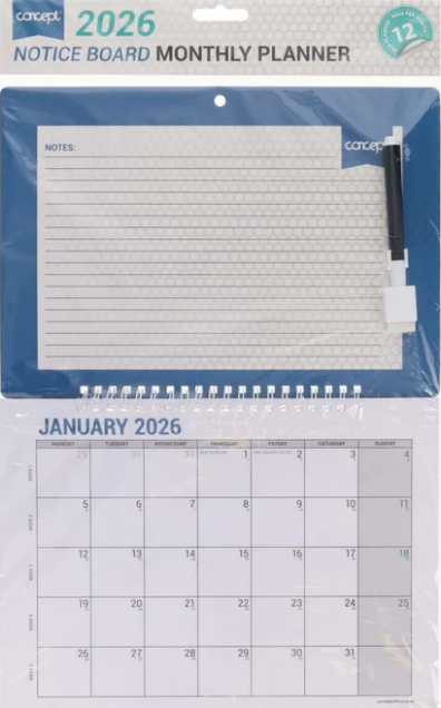 CONCEPT 2026 NOTICE BOARD  MONTHLY PLANNER
