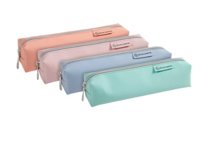 Pencil case square PU 4col ass Aquarel