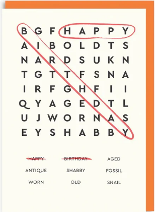 Happy Birthday Word Search Greeting Card