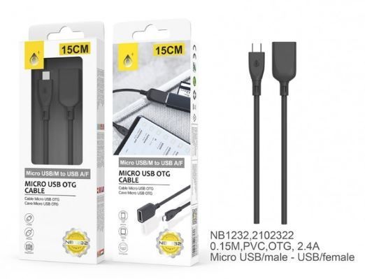 DATA CABLE USB TO MICRO USB, 15CM, BLACK