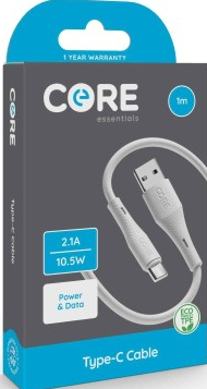 Core Type-C Cable 1m TPE White 2.1A 10.5W
