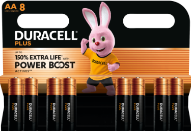 AA Duracell PLus 8 Pack Batteries