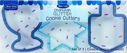 Set of 3 Chanukah Plastic Glitter Cookie Cutters