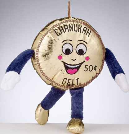 CHANUKAH GELT DOLL, PLUSH, EMBROIDERED