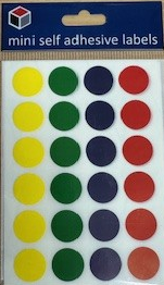 Mini Pack 16mm dia Asstd Coloured Dots