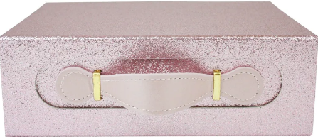 Glitter Folding Magnetic Gift Box With Leather Handle - Single