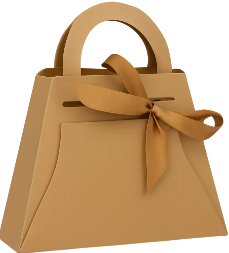 Handbag Style Gift Box With Handles - Pack of 12  15 x 10 x 8 cm Brown