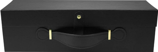 Folding Magnetic Bottle Gift Box With Leather Handle Black