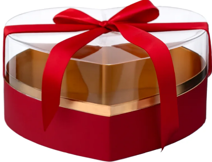 Acrylic Heart Gift Box With Clear Lid - Single Red