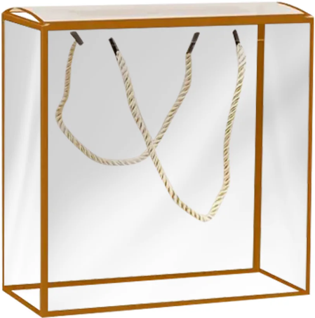 Clear Gift Box With Gold Border and Rope Handle - Pack of 12 20 x 20 x 9 cm