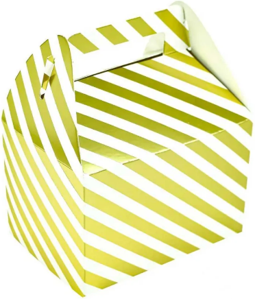 Striped Gable Gift Boxes - Pack of 12 Gold