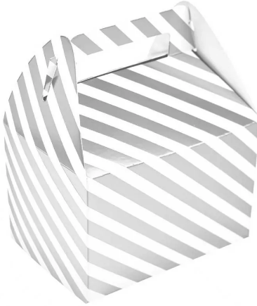 Striped Gable Gift Boxes - Pack of 12 Silver