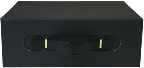 BLACK Luxury Folding Magnetic Gift Box With Leather Handle 28.2 × 20.2 × 9.2 cm