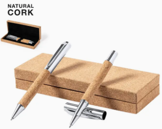 Cork and Metal Pen and Roller Set