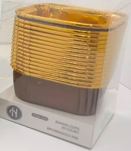 6.5x6.5cm square brown / gold rim muffins 20pk