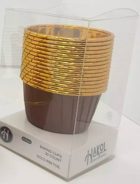 3x3.8 Brown with Gold rim foil muffins 20pk