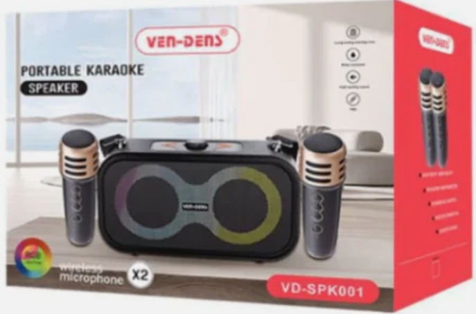 Portable Karaoke Speaker with Two Wireless Microphones