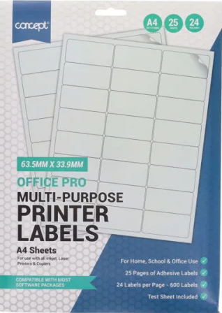 Multi Purpose Printer Labels 24 per sheet