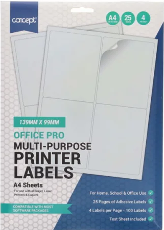 Concept Labels 4 Per Sheet