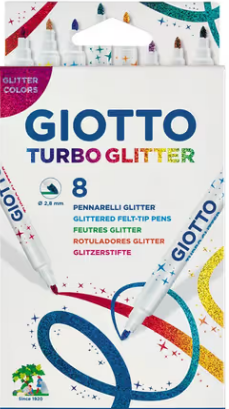 GIOTTO TURBO GLITTER FELT TIP 8 ASS SET