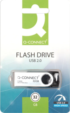 Q-Connect USB 2.0 Swivel 32GB Flash Drive Silver/Black