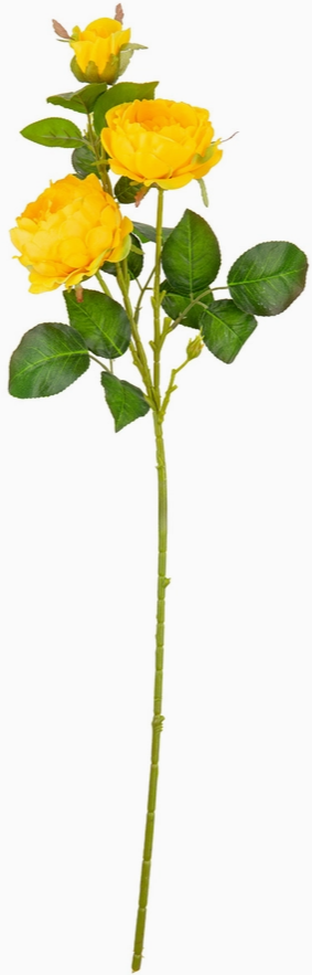 70cm Rose Spray X 3 Yellow