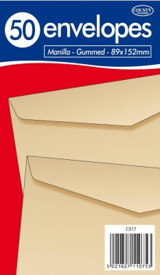 50PK MANILLA GUMMED ENVELOPES