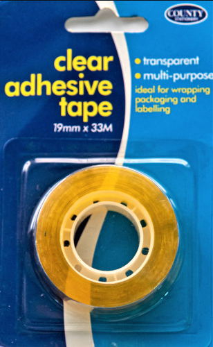 CLEAR TAPE CARDED 19X33M