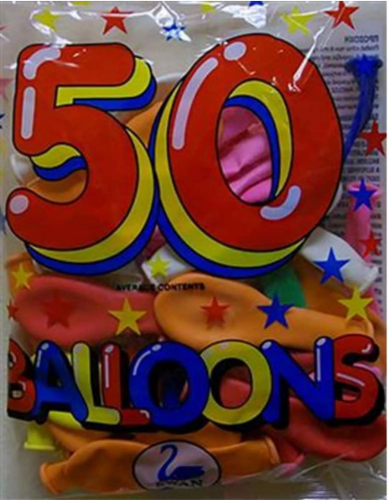 50 BALLOONS COLOURED