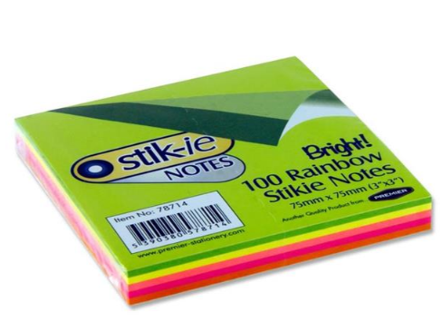 Notes 75x75mm - 5 Col Rainbow