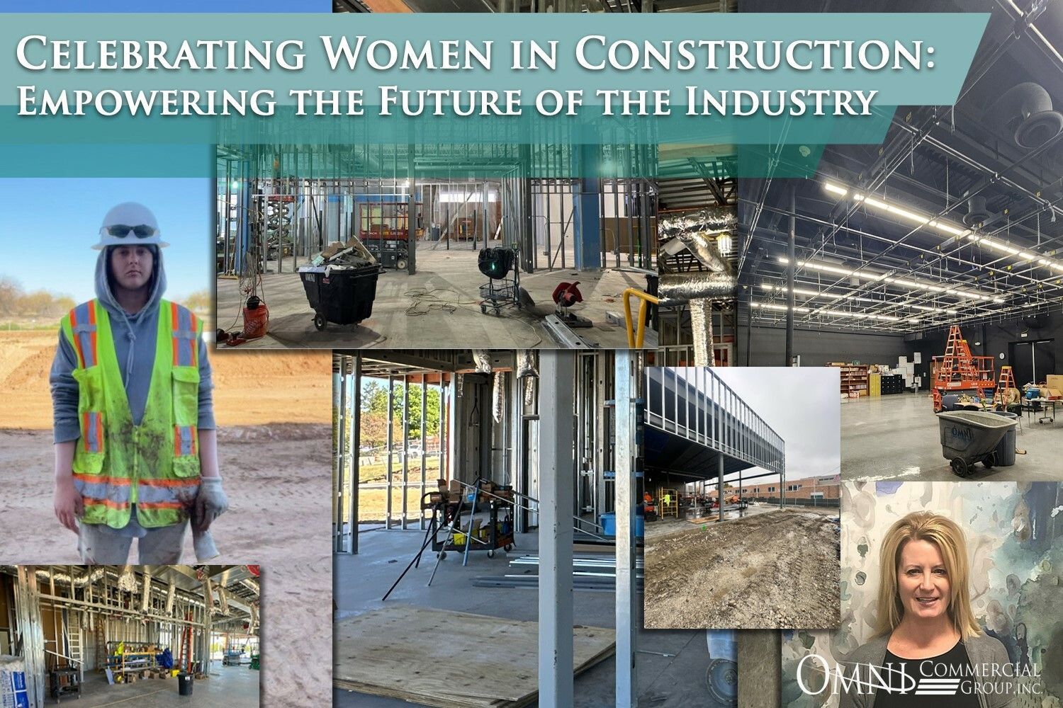 A collage of pictures of women in construction with the words celebrating women in construction empowering the future of the industry
