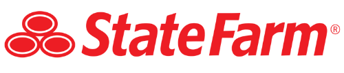 State Farm logo: Red stacked ovals and the text 