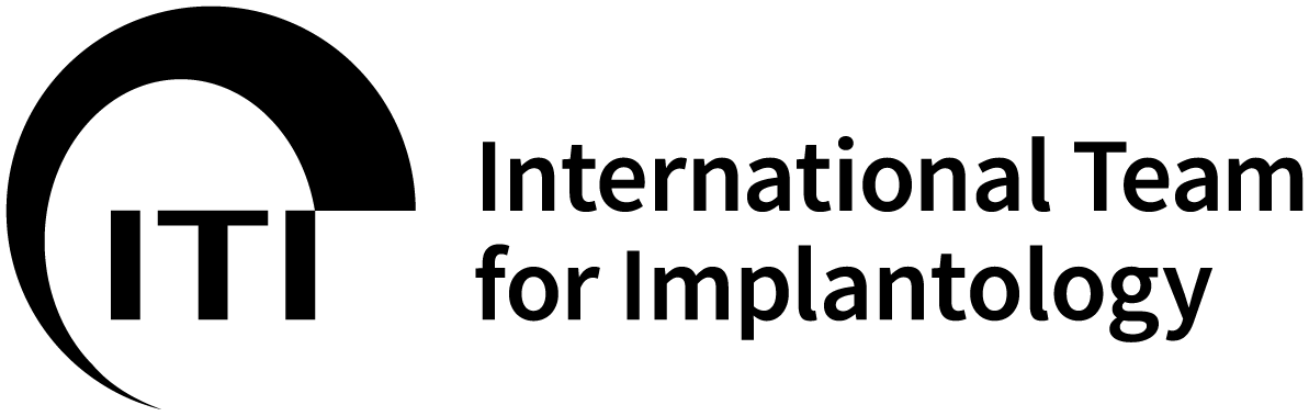 El logotipo del equipo internacional de implantología es en blanco y negro.