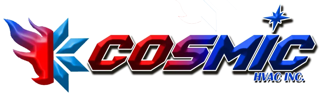 A cosmic logo with a blue and red flame