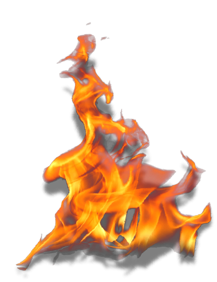 A close up of a fire on a white background.