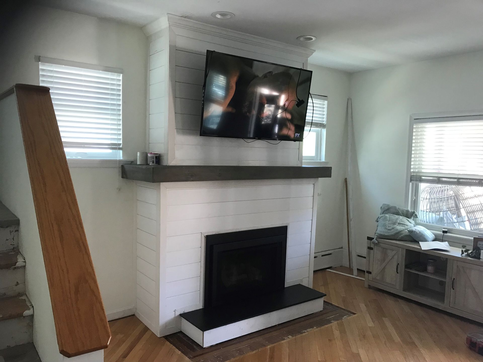 White Fireplace With Stairs | Palmyra, NJ | Expert Fireplace