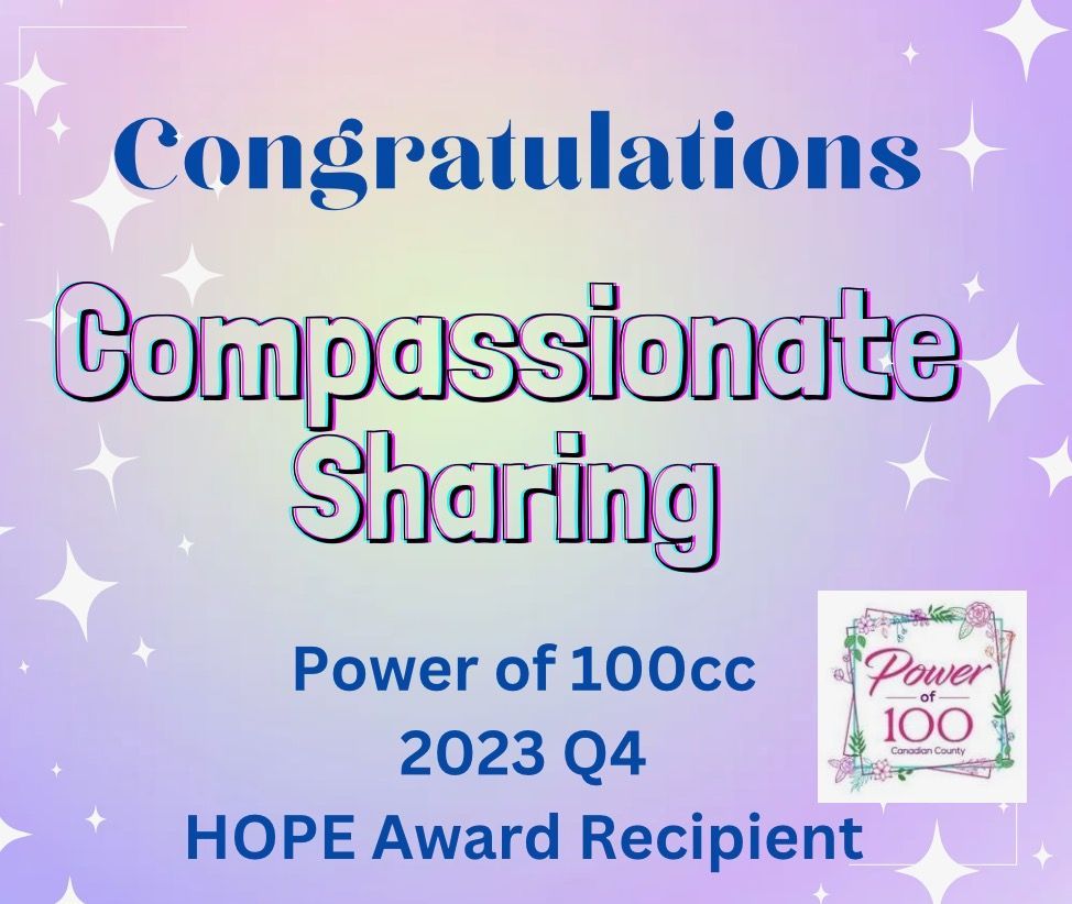 Congratulations compassionate sharing power of 100cc 2023 q4 hope award recipient