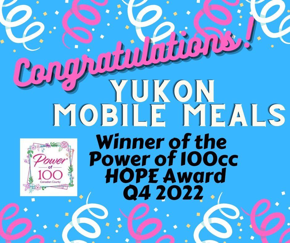 Congratulations yukon mobile meals winner of the power of 100cc hope award q4 2022