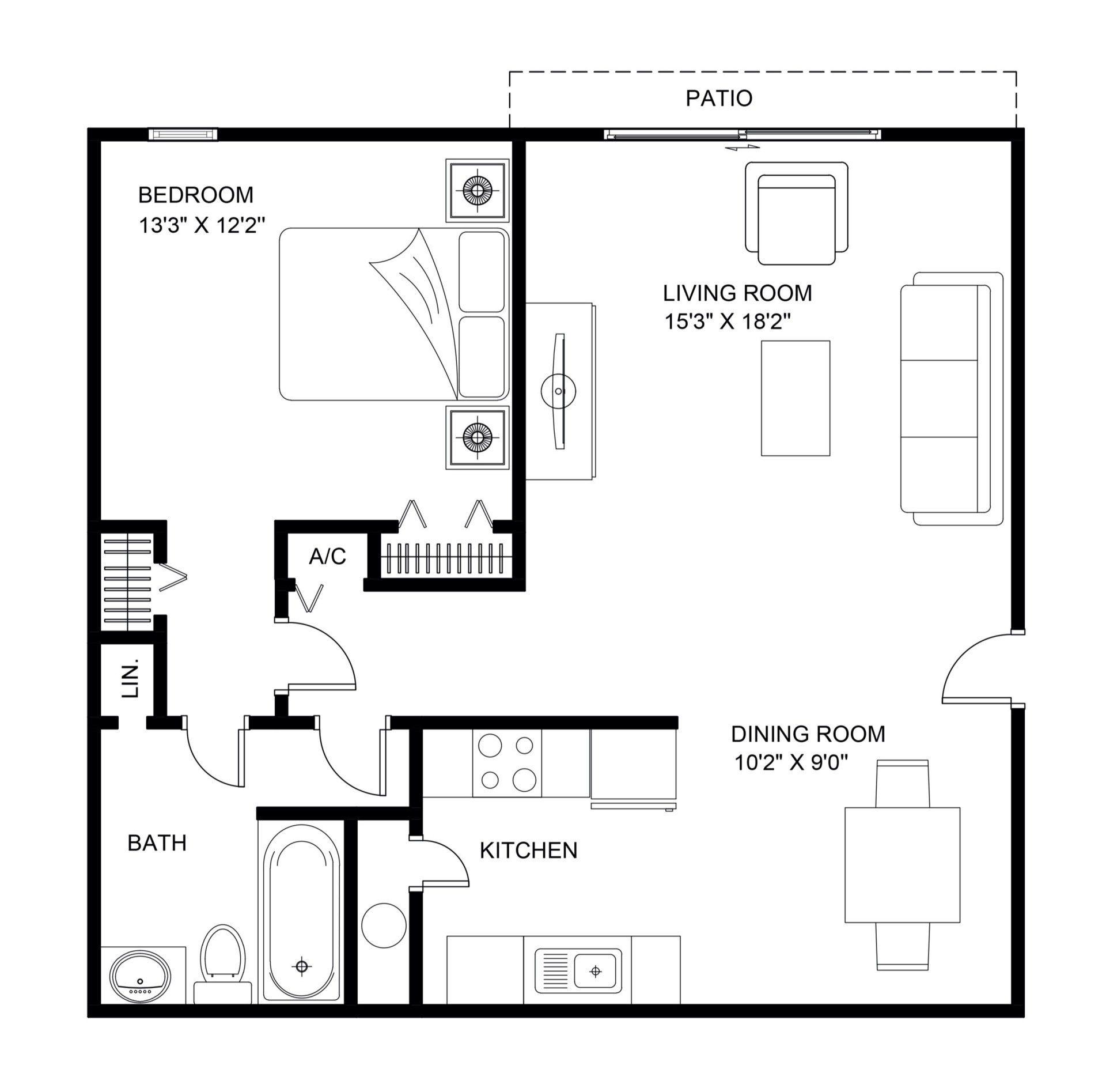 1 bedroom floorplan