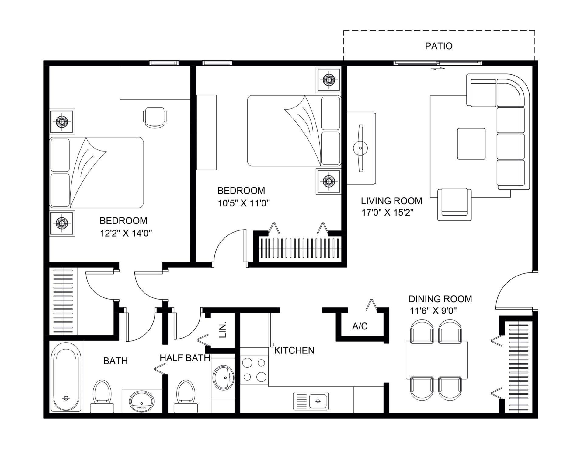 2 bedroom floorplan