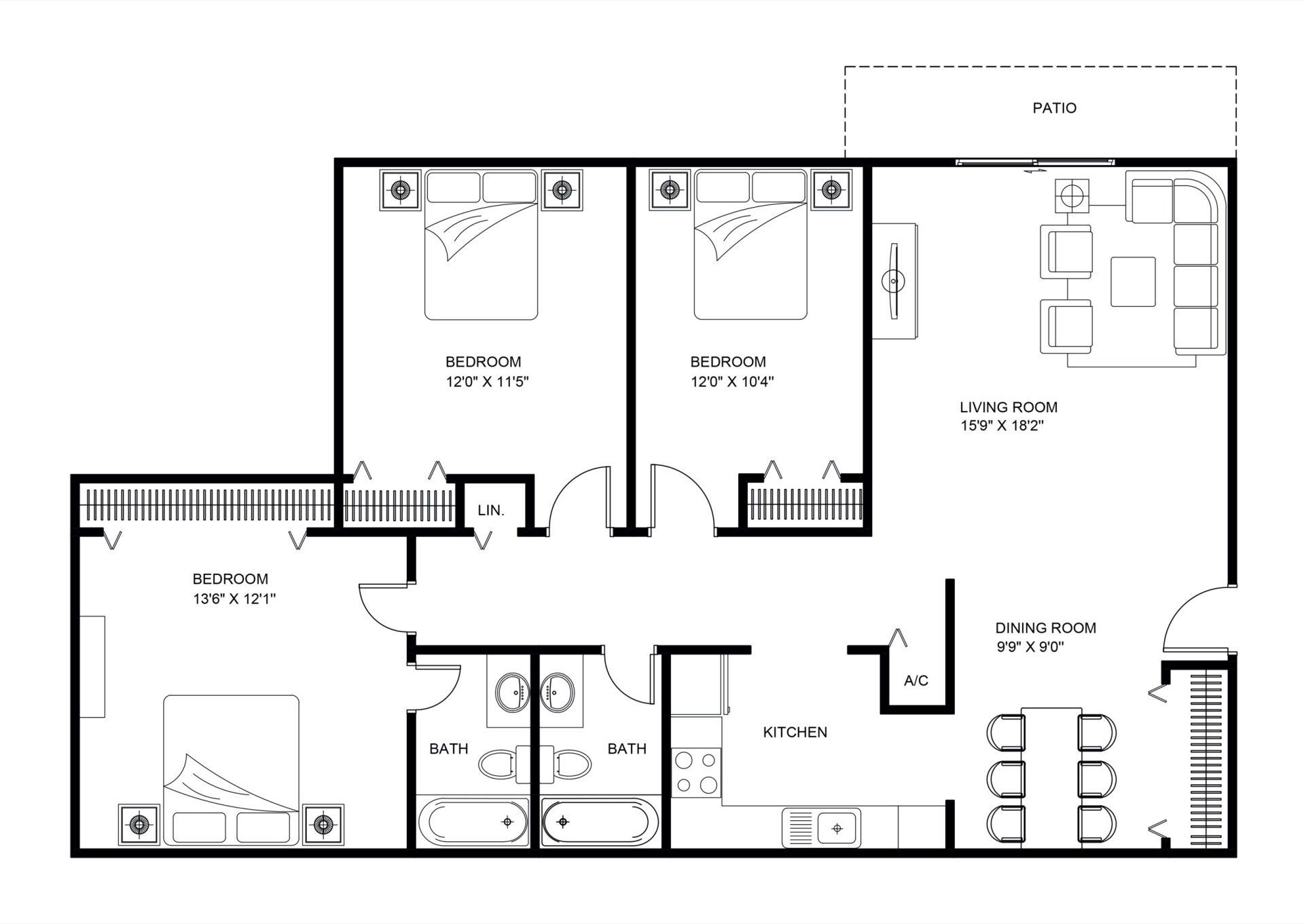 3 bedroom floorplan